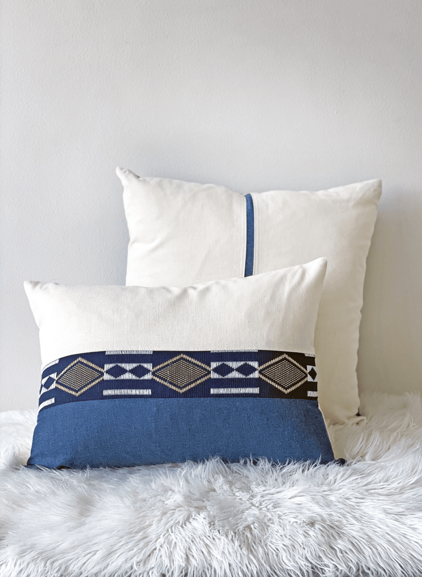 Senegalese Manjak & Linen Lumbar Pillow Cover - Portmanteau Home