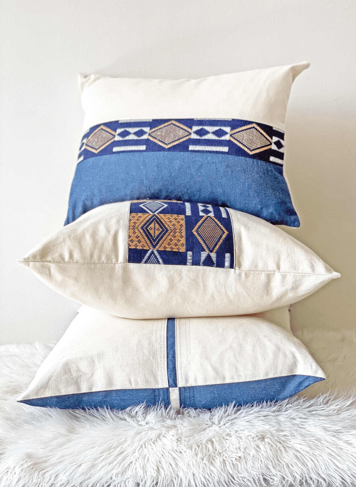 Senegalese Manjak & Linen Lumbar Pillow Cover - Portmanteau Home