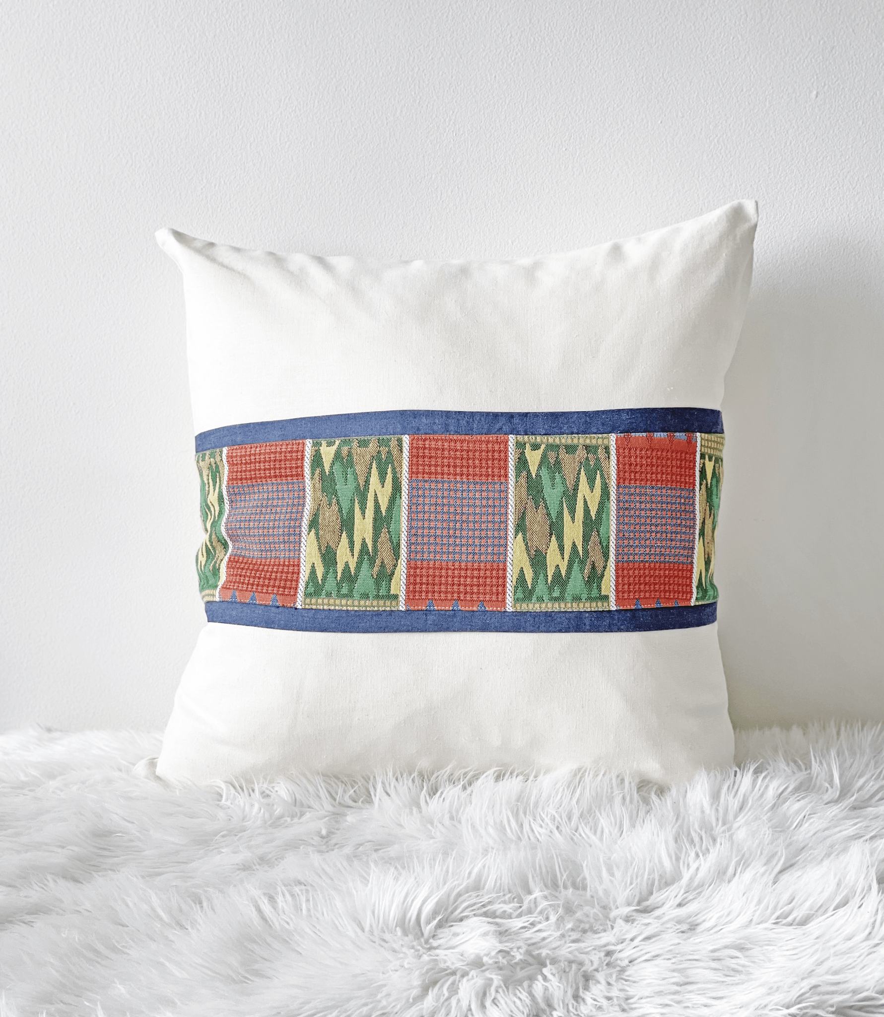 Ghana Kente & Linen Pillow Cover - Portmanteau Home