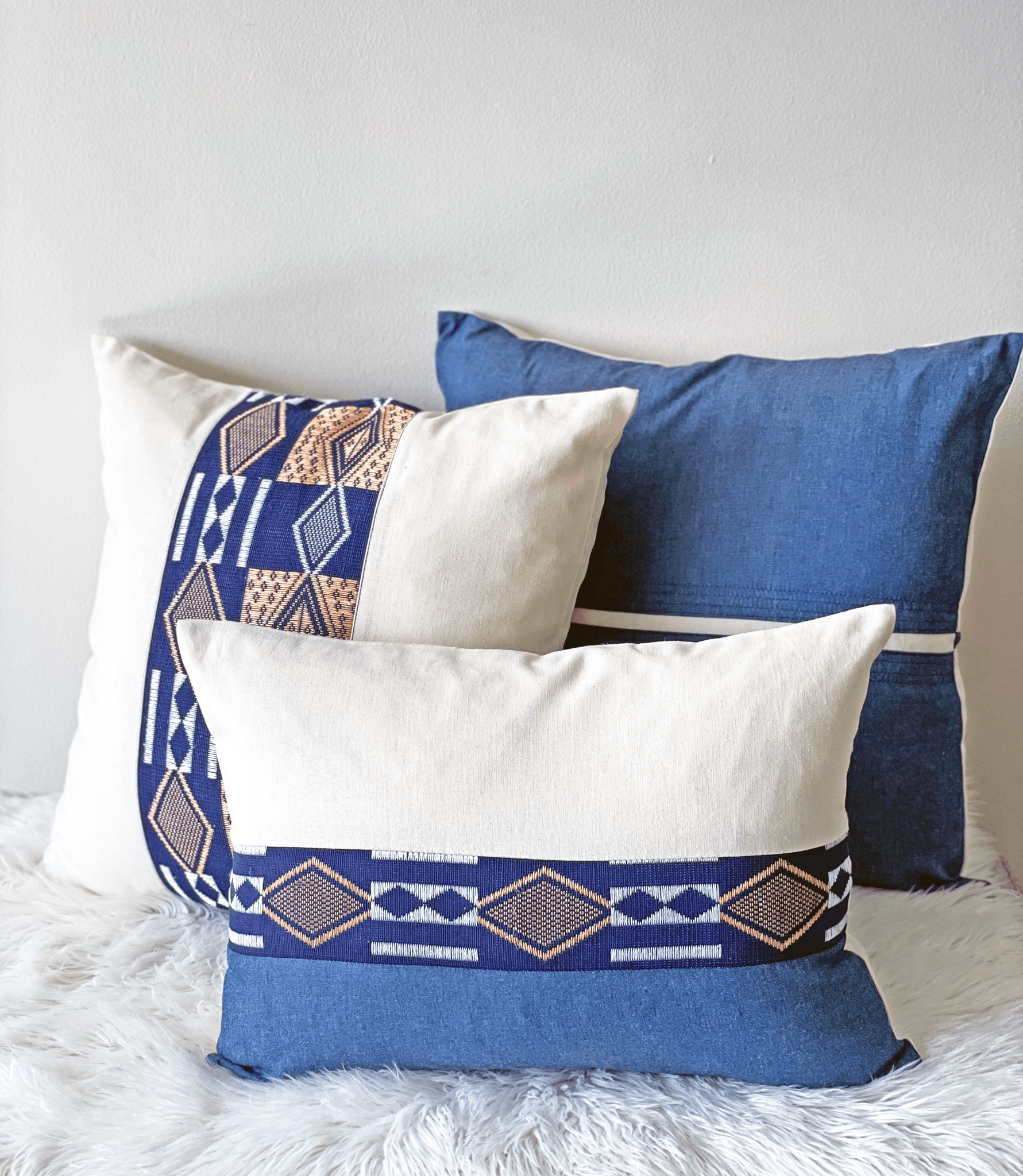 Senegalese Manjak & Linen Square Accent Pillow Cover - Portmanteau Home